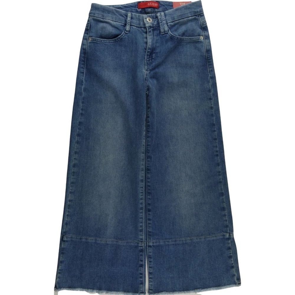 NWT GUESS Wide Leg Flare Crop Fray Hem 24 A258J - Picture 2 of 6